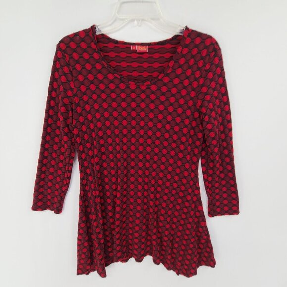 Tianello Tops - Tianello Women's Asbury Long Sleeve Pullover Tunic Red Black Size M